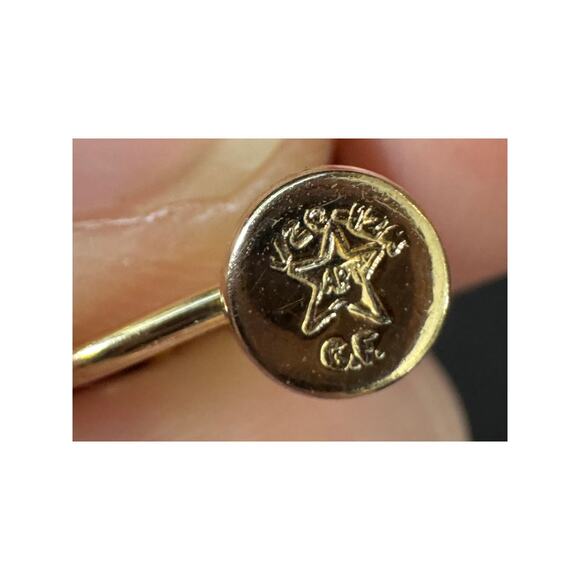 Vintage Star-ART 12K GF Screw-Back Earrings w/ Orange Rhinestones & Heart Drop - Picture 3 of 4